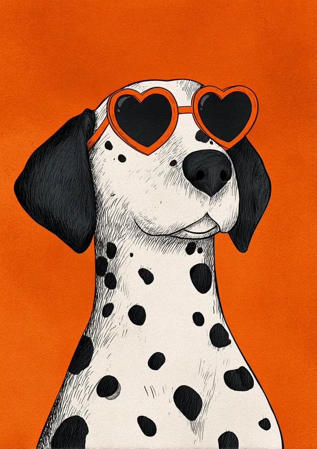 Happy Dalmatian with Heart-Shaped Sunglasses