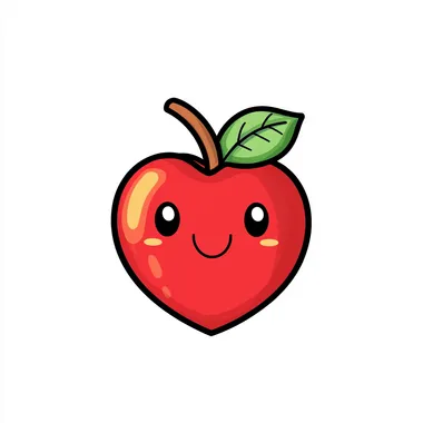 simple cute cartoon red heart, illustration style, white background --s 50