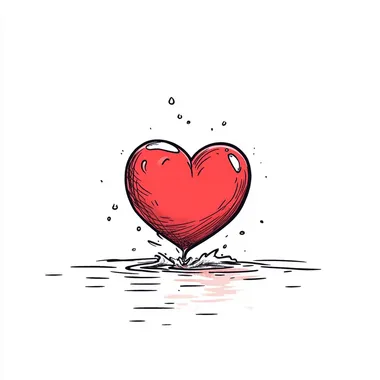 simple cute cartoon red heart, illustration style, white background --s 50