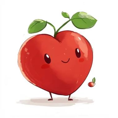 simple cute cartoon red heart, illustration style, white background --s 50