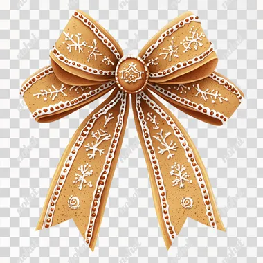 a pretty gingerbread themed coquette bow with long ribbons vector image with a transparent background