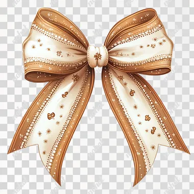 a pretty gingerbread themed coquette bow with long ribbons vector image with a transparent background