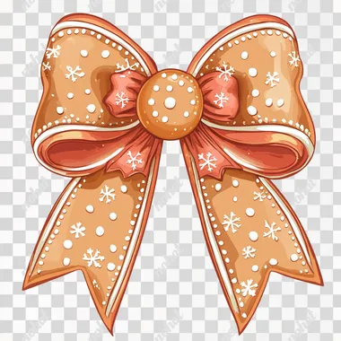 a pretty gingerbread themed coquette bow with long ribbons vector image with a transparent background