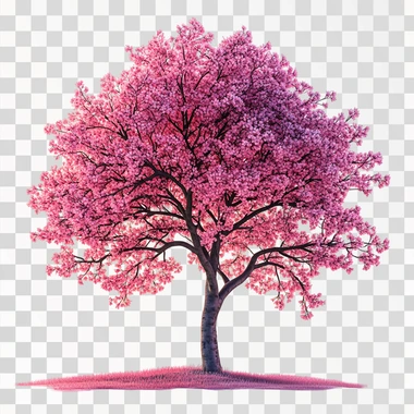 Lonely Cherry Blossom Tree , Sunset Effect, Transparent Background, HD Details, High Resolution, 8K, High Quality --s 250