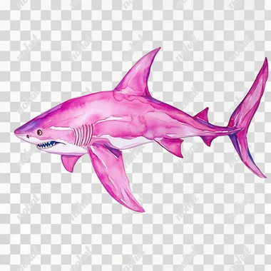 pink shark on white background