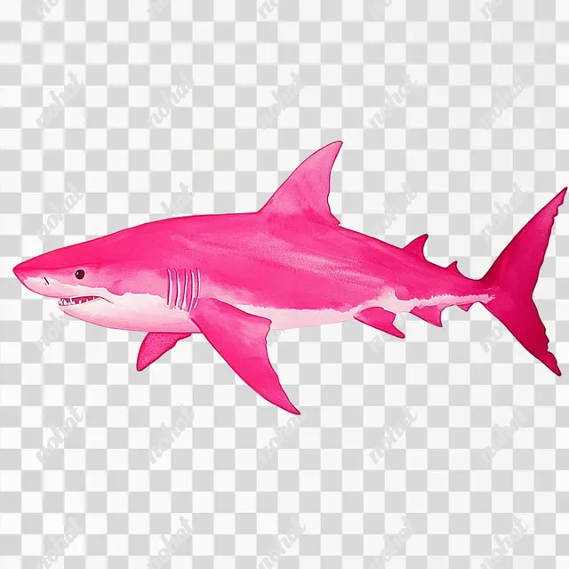 PNG Pink Shark Swimming in Tropical Waters - Ocean Habitat Illustration