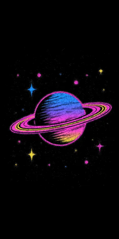 70s style futuristic spacey art, minamilist, saturns rings, interesting composition, graphic design, planets and stars, a space-themed digital backdrop   rofile 9kge89k