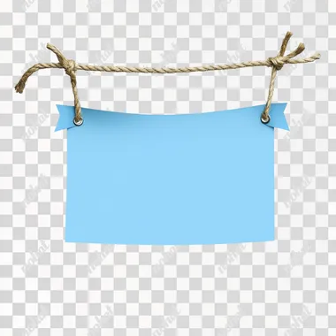 blank blue banner that hangs from a string on a clear png
