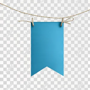 blank blue banner that hangs from a string on a clear png