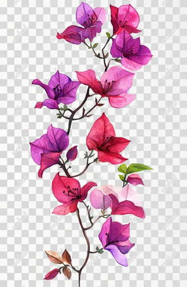 watercolor illustration bougainvillea
