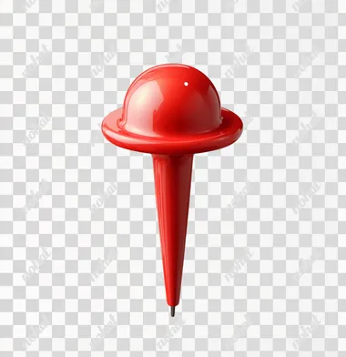 3D realistic red push pin on a transparent background, in the style of a cartoon, PNG format.    --s 250