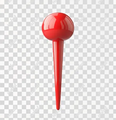 3D realistic red push pin on a transparent background, in the style of a cartoon, PNG format.    --s 250