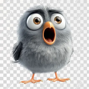 a shocked Columba on a white background, highly detailed, with wide eyes and an expressive face showing surprise or astonishment, realistic rendering, clean and minimalist composition