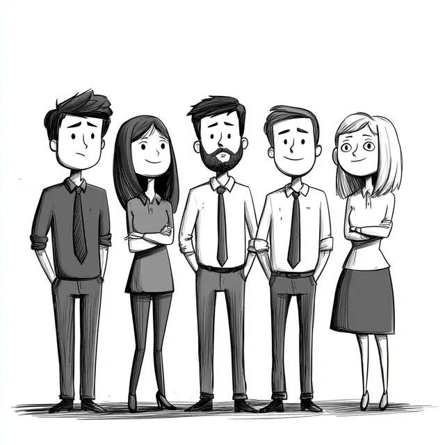 Unified Office Team in Cartoon Style