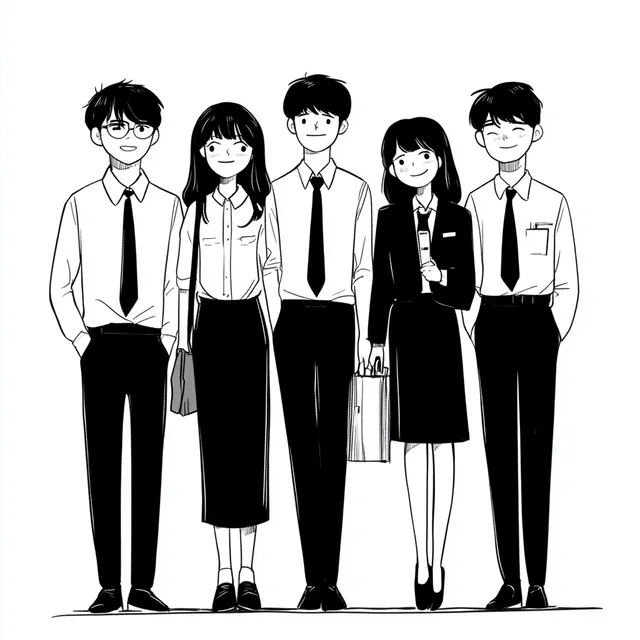 United Office Team in Minimalist Cartoon Style