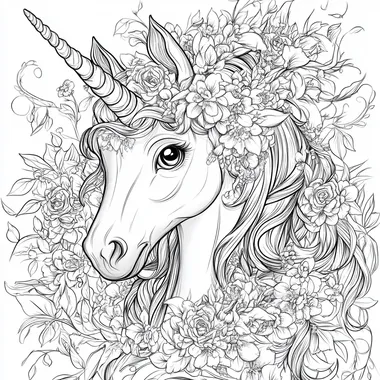 On the screen, there is a cute and beautiful young unicorn with a cartoon style and a white background Adult coloring page black and white coloring page high-definition image