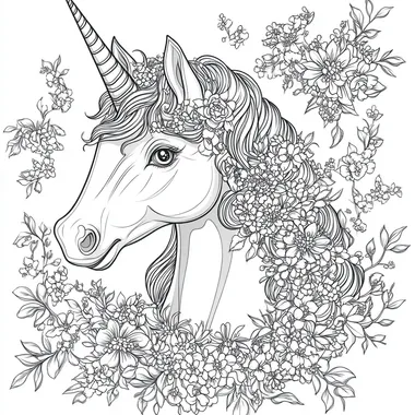 On the screen, there is a cute and beautiful young unicorn with a cartoon style and a white background Adult coloring page black and white coloring page high-definition image