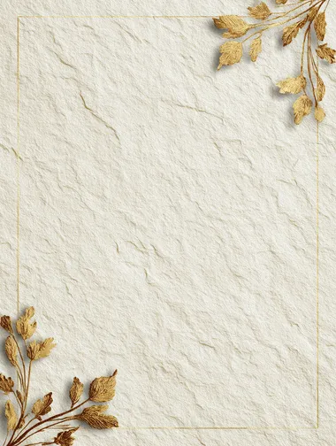Minimalistic and elegant vertical background with a realistic premium-quality textured paper surface, soft ivory or delicate cream color. Graceful, refined golden ornamental elements (thin, subtle floral or vintage flourishes) placed gently and discreetly only in two opposite corners (for example, top-right and bottom-left), leaving the central area clear. No text or other distracting details. Calm, luxurious, balanced aesthetic, professional high-resolution studio photo quality, soft shadows and subtle gradients