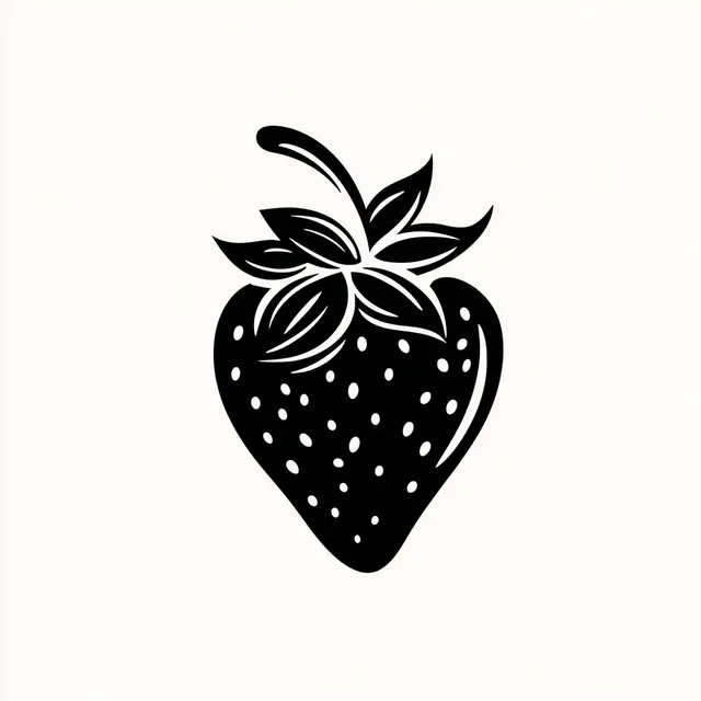 Minimalist Black and White Strawberry Logo Design
