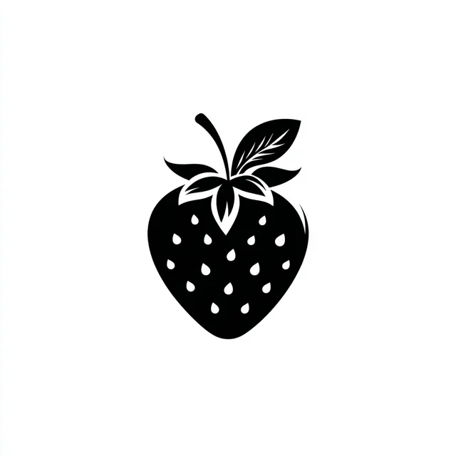 Minimalist Black and White Strawberry Logo