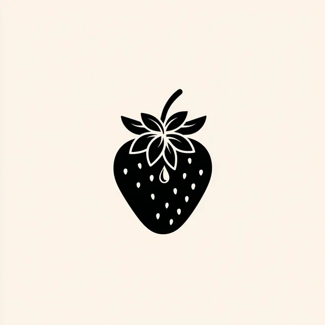 Minimalist Black and White Strawberry Logo
