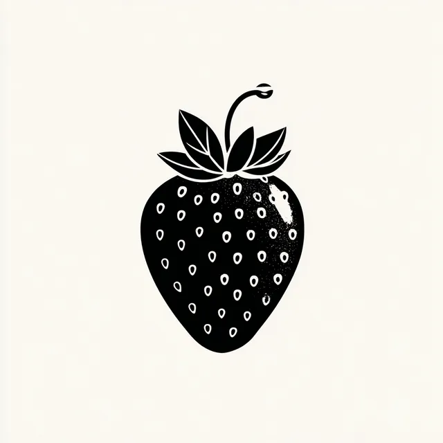 Minimalist Black and White Strawberry Logo