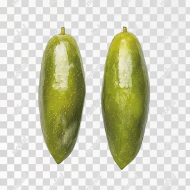 realistic photo , Long and pointed olives ,dry and rough surface, bright green ,top light source, front view , white background