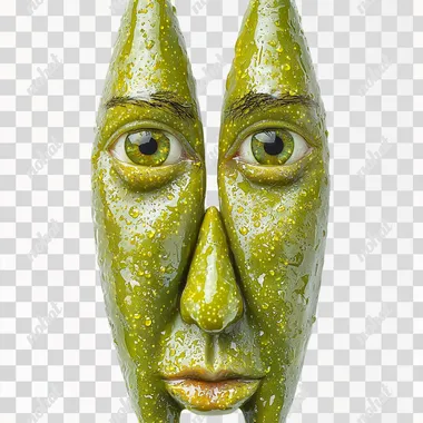 realistic photo , Long and pointed olives ,dry and rough surface, bright green ,top light source, front view , white background