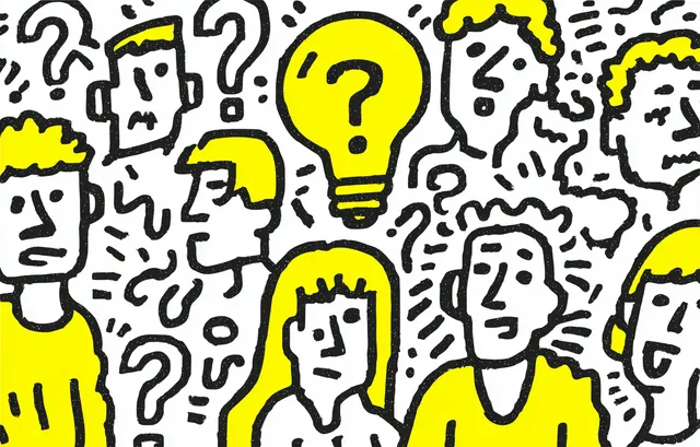 Creative Business Planning Doodles with Lightbulb and Question Marks