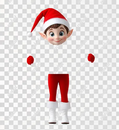A cute elf on the shelf holding an empty white sign, against a white background, in a high-resolution photo, with white and red colors, elf character design, elf standing in front of the camera, holding a white paper, the elf is smiling, the elf has short hair with pointy ears, the elf wears all shiny red , and white shoes, and an elf hat.