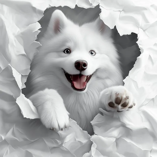 Joyful Samoyed: A Fluffy Illusion of Depth and Playfulness