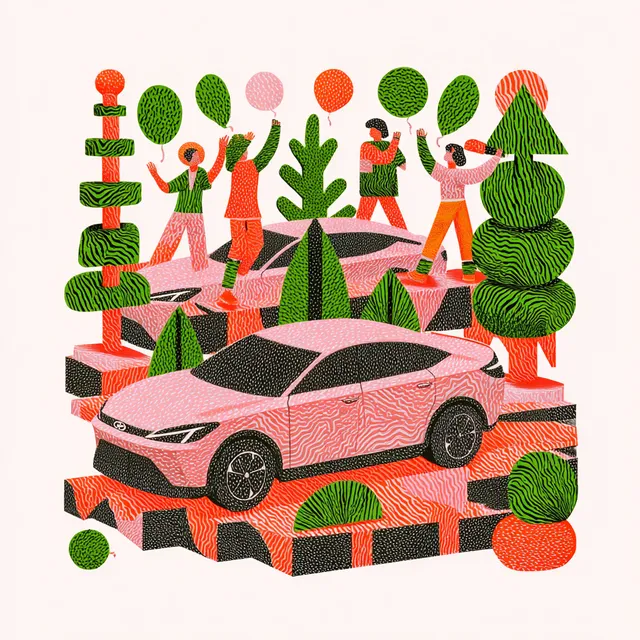 Celebration with BYD Cars and Nature Elements