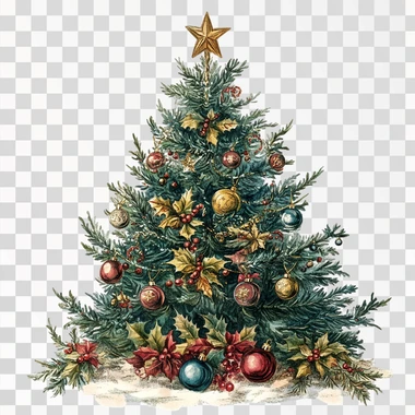 Steampunk Christmas Tree Clipart, Watercolor Images for Digital Crafting, Antique Christmas Decor, Vintage Christmas --s 250