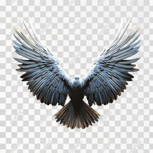 PNG Black Bird with Angel Wings: 3D Cinema4D Octane Render in Nature