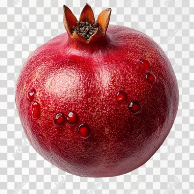 one pomegranate isolated on white background, top view --s 750