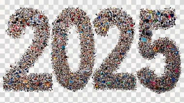 Large letters "2025" made from positive images of love and life     ba3dfw1
