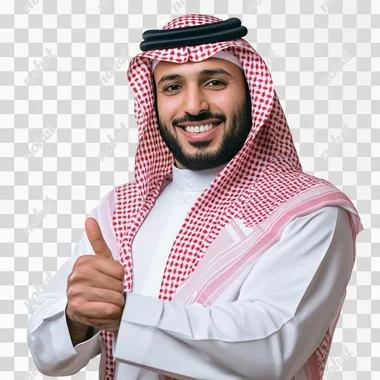 A portrait successful happy saudi arabic business men Isolated on white background