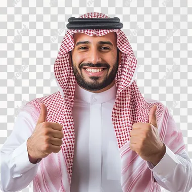 A portrait successful happy saudi arabic business men Isolated on white background