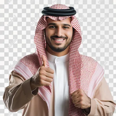 A portrait successful happy saudi arabic business men Isolated on white background