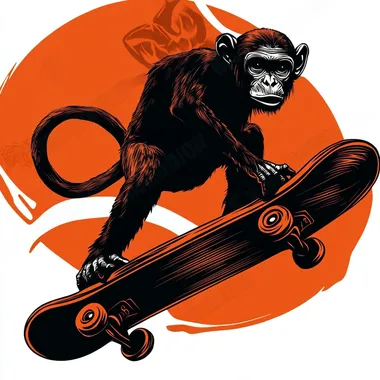 a minimalist vector monkey on a skateboard. Graffiti style.    2fygevp