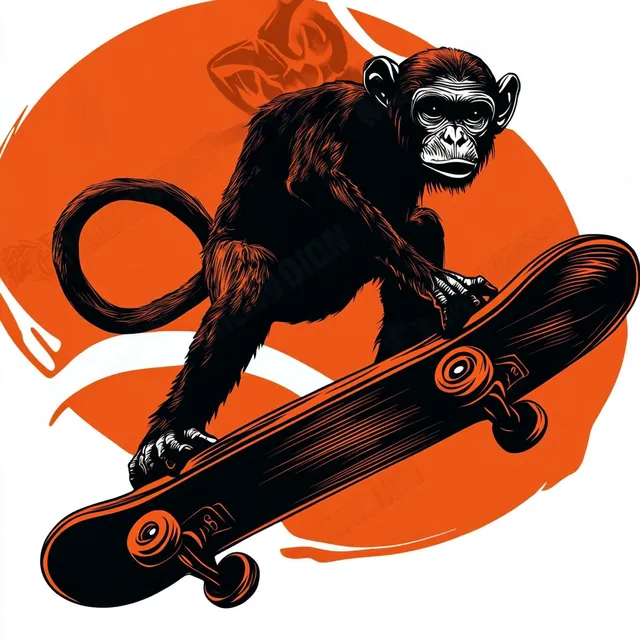 Monkey Skateboarding in Graffiti Style: Urban Jungle Vibes