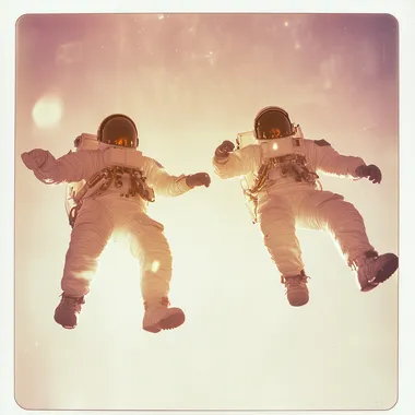 Two astronauts falling into the sun, Polaroid --s 50