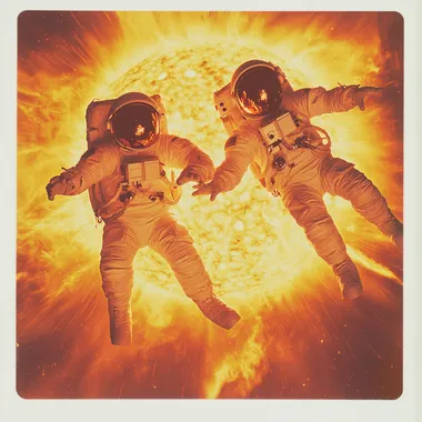 Two astronauts falling into the sun, Polaroid --s 50