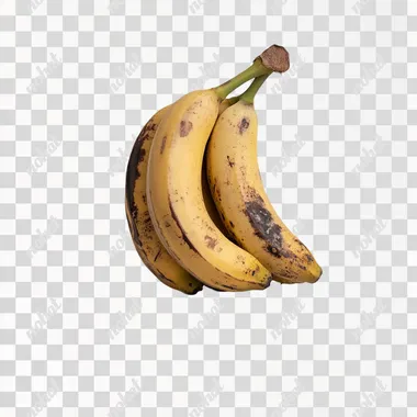 a professional photo of 3 attached bananas for commercial promotion , white background , studio setup