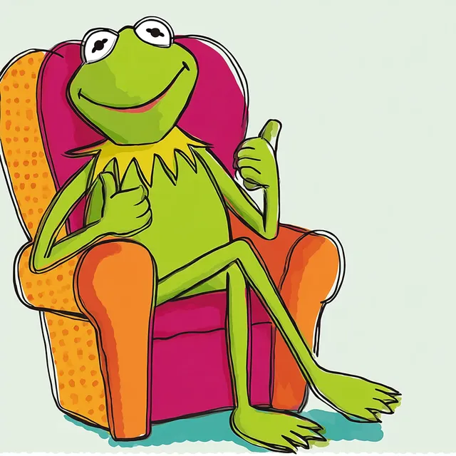 Kermit the Frog Winking in a Kingdom Chair