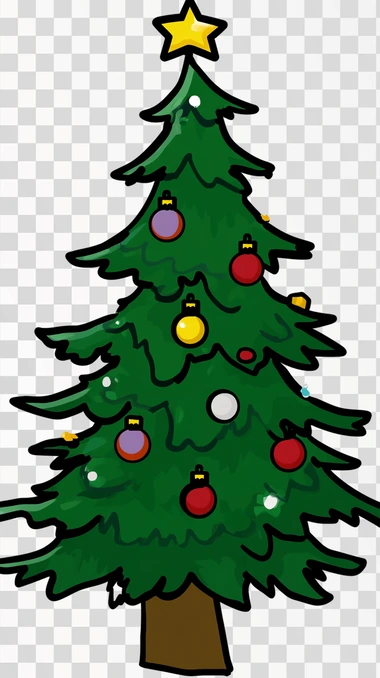 Drawing Christmas tree Sketch, png image, isolated