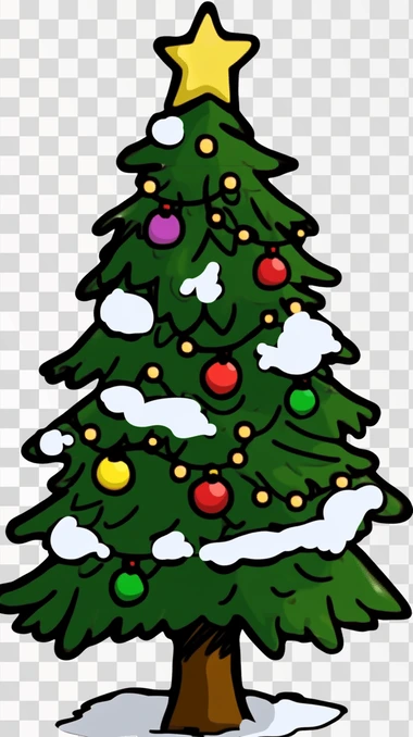 Drawing Christmas tree Sketch, png image, isolated
