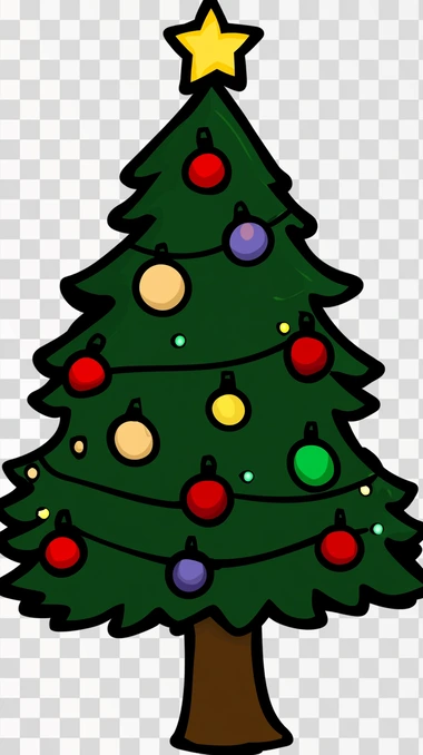 Drawing Christmas tree Sketch, png image, isolated