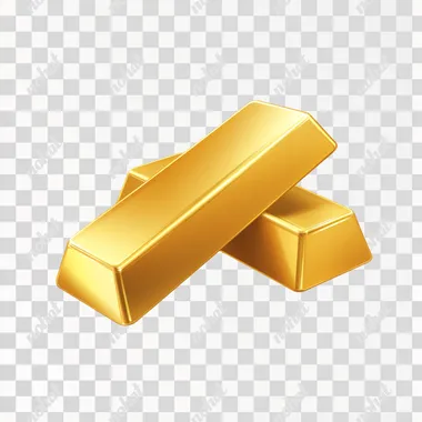 Gold bar icon, simple shape, white background, no shadow on the ground, vector illustration style, high resolution, no projection material. The gold bars have smooth edges and shine in a golden color. They look shiny and reflective, giving off a warm light as they rest together on a flat surface. This is an ultra-high definition, realistic depiction of two pure yellow bullions, perfect for adding to your collection or design projects that need these charming elements. Vector illustration. Isolated on a white background. --s 50