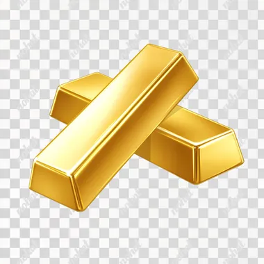 Gold bar icon, simple shape, white background, no shadow on the ground, vector illustration style, high resolution, no projection material. The gold bars have smooth edges and shine in a golden color. They look shiny and reflective, giving off a warm light as they rest together on a flat surface. This is an ultra-high definition, realistic depiction of two pure yellow bullions, perfect for adding to your collection or design projects that need these charming elements. Vector illustration. Isolated on a white background. --s 50